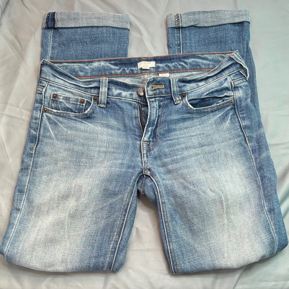 J. Crew Stretch Light Blue Wash Denim Jeans with Contrast Stitching
